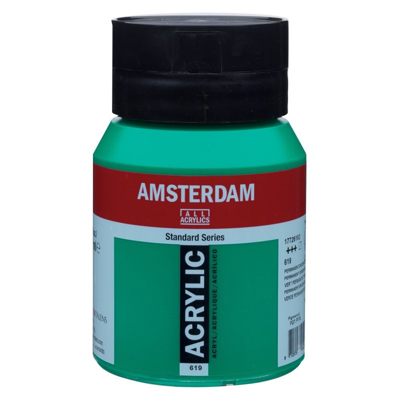 Peinture acrylique vert permanent foncé 619 Amsterdam de qualité supérieure
