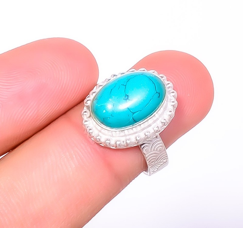 Santa Rosa Turquoise Gemstone 925 Silver Plated Ring s.7.5 TR7787-269