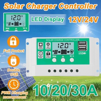 LCD Display Solarladeregler mit Dual USB 12 Volt 24 Volt Automatik