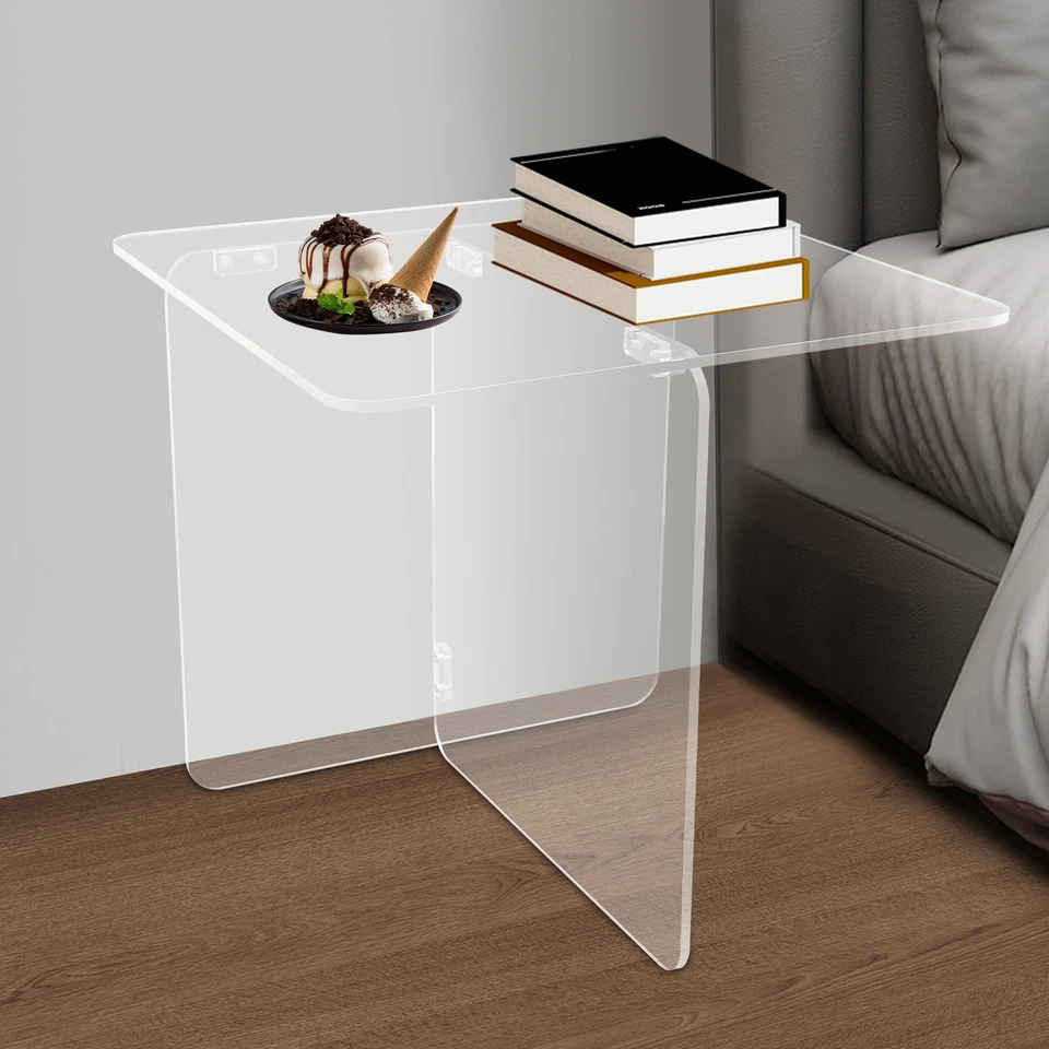 Clear Acrylic End Side Table Acrylic Coffee Table 19.7x19.7x18" For Living Room - Image 4 of 4