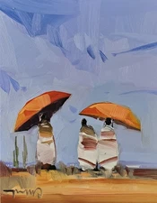 Imaginative Figures Umbrellas Art PRINT By Original Artist Jose Trujillo 16x20"