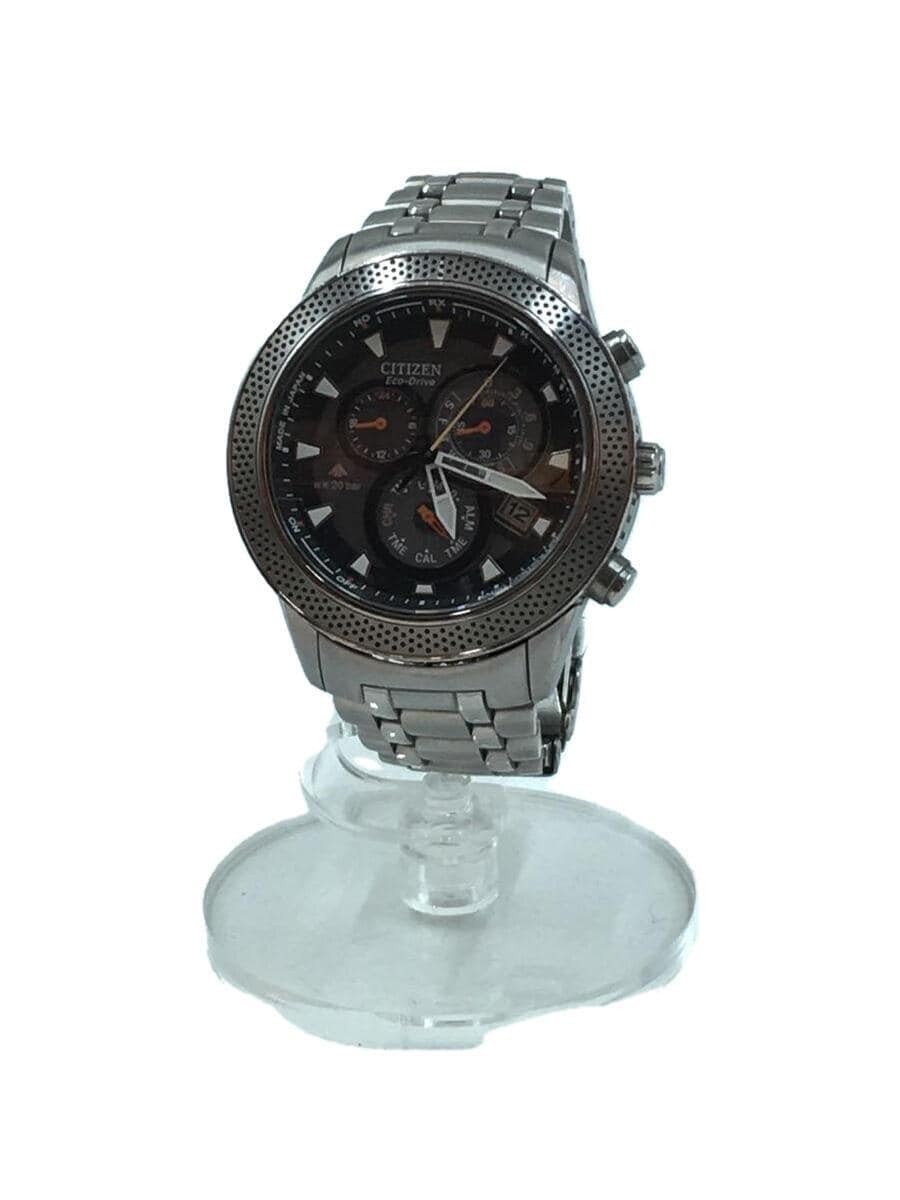 CITIZEN Eco-Drive Stainless Steel Analog Watch E610 T010911 in Black and Silver