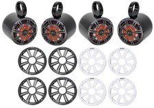  4 KICKER 45KM654L 6.5" 390w Black Marine Wakeboard Tower LED Boat Speakers