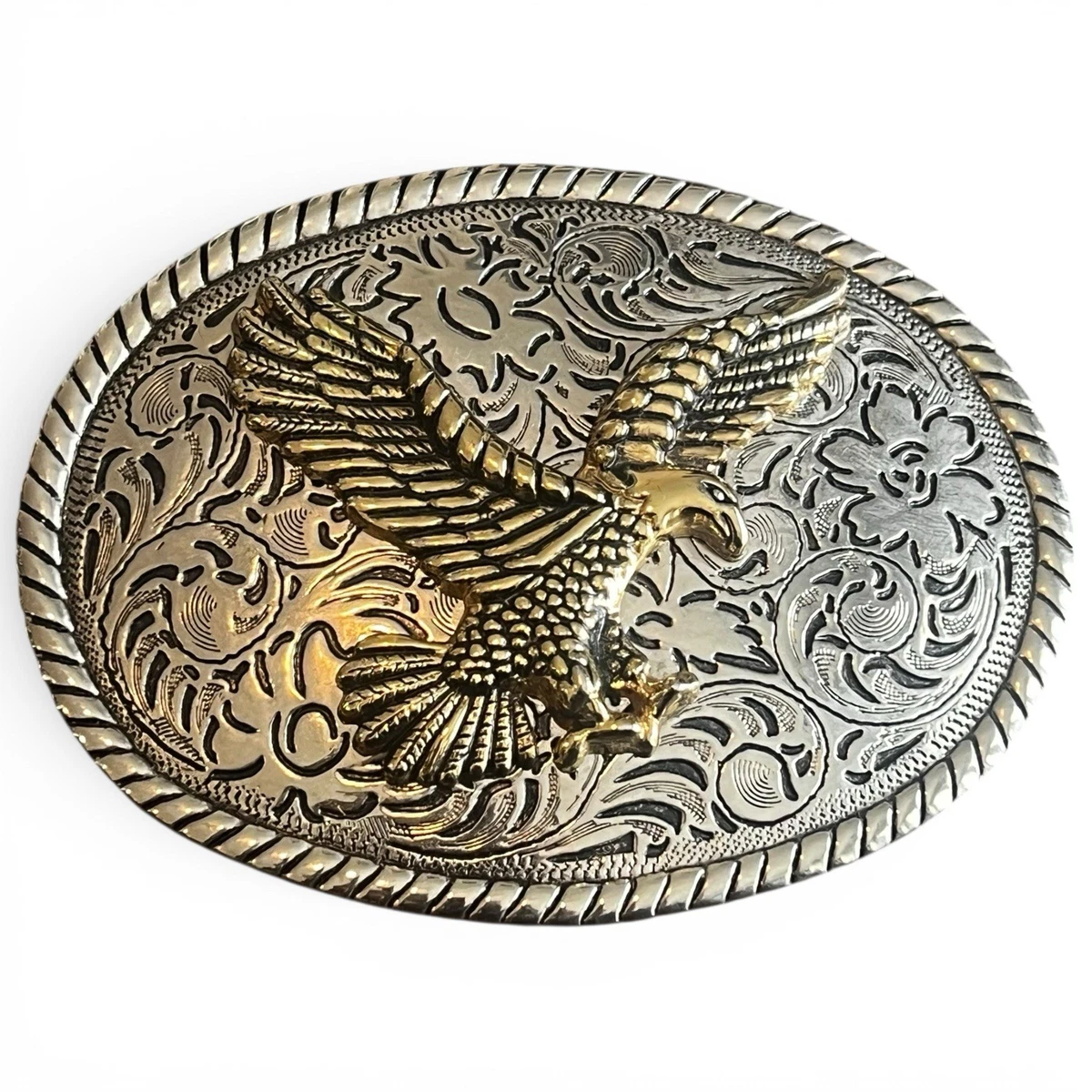 Vintage Unisex Silver & Gold Soldier Belt Buckle US Navy Ceremonial Swordbelt Buckle - Brass Two Piece Buckle  main image 3