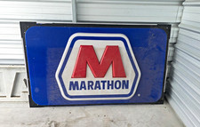 Marathon Gas Oil Advertising Sign Blue Red White Black With M Logo Marathon Gas Oil Advertising Sign Blue Red White Black With M Logo