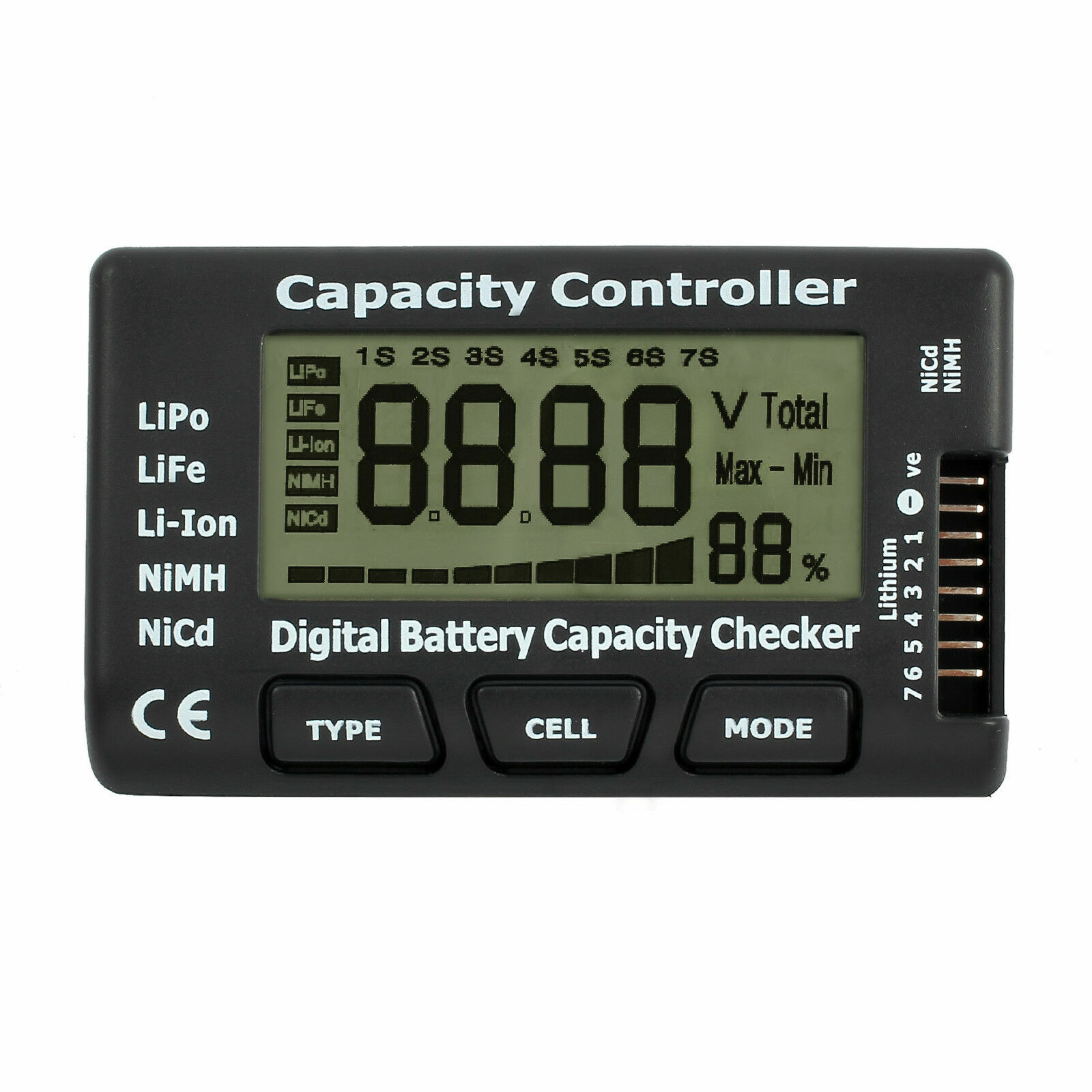 Tester di controllo della capacità della batteria digitale LCD per LiPo LiFe Li-ion NiMH