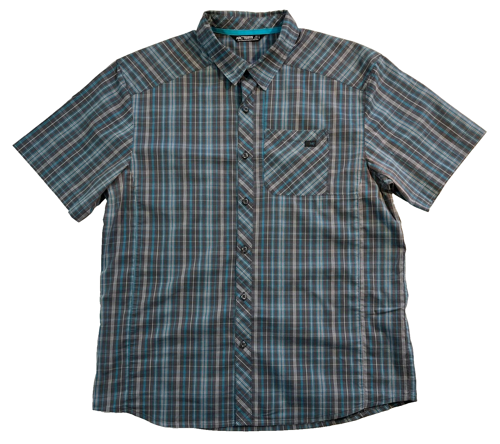 Men's Arc'teryx Short Sleeve Button Up Shirt Plaid Sz L