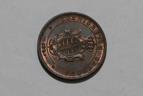 German States SAXONY-ALBERTINE 5 Pfennig 1869 B KM# 1218 HIGH GRADE B49 #K5255 - Picture 2 of 2