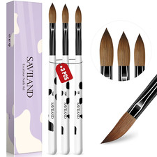 3Pcs Acrylic Nail Brush Set, Size 8/10/14 Kolinsky Acrylic Nail Brushes for Acry