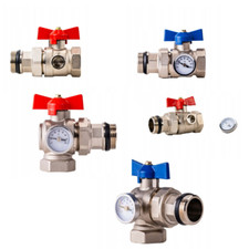 Kugelhahn 1 zoll Verschraubung Thermometer DN25 Kugelventil Messing Wasserhahn