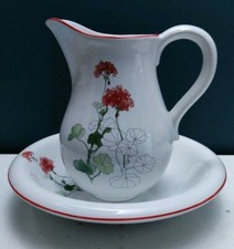 R B Bernarda Portugal Water Jug & Bowl Set Botanical Flower Design