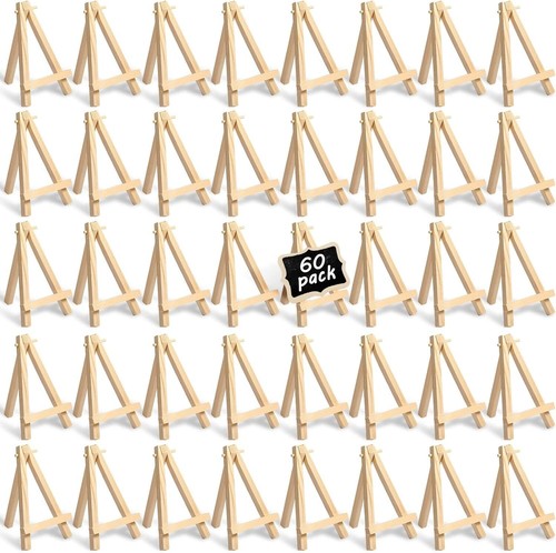 60 Pack 5 Inch Mini Wood Display Easel Artist Small Wooden Easel Stand