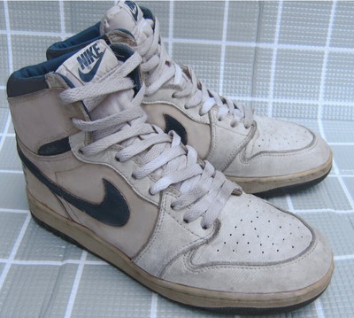 Nike Air Jordan 1 Prototype White x Blue BIG NIKE Logo 80s Vintage 