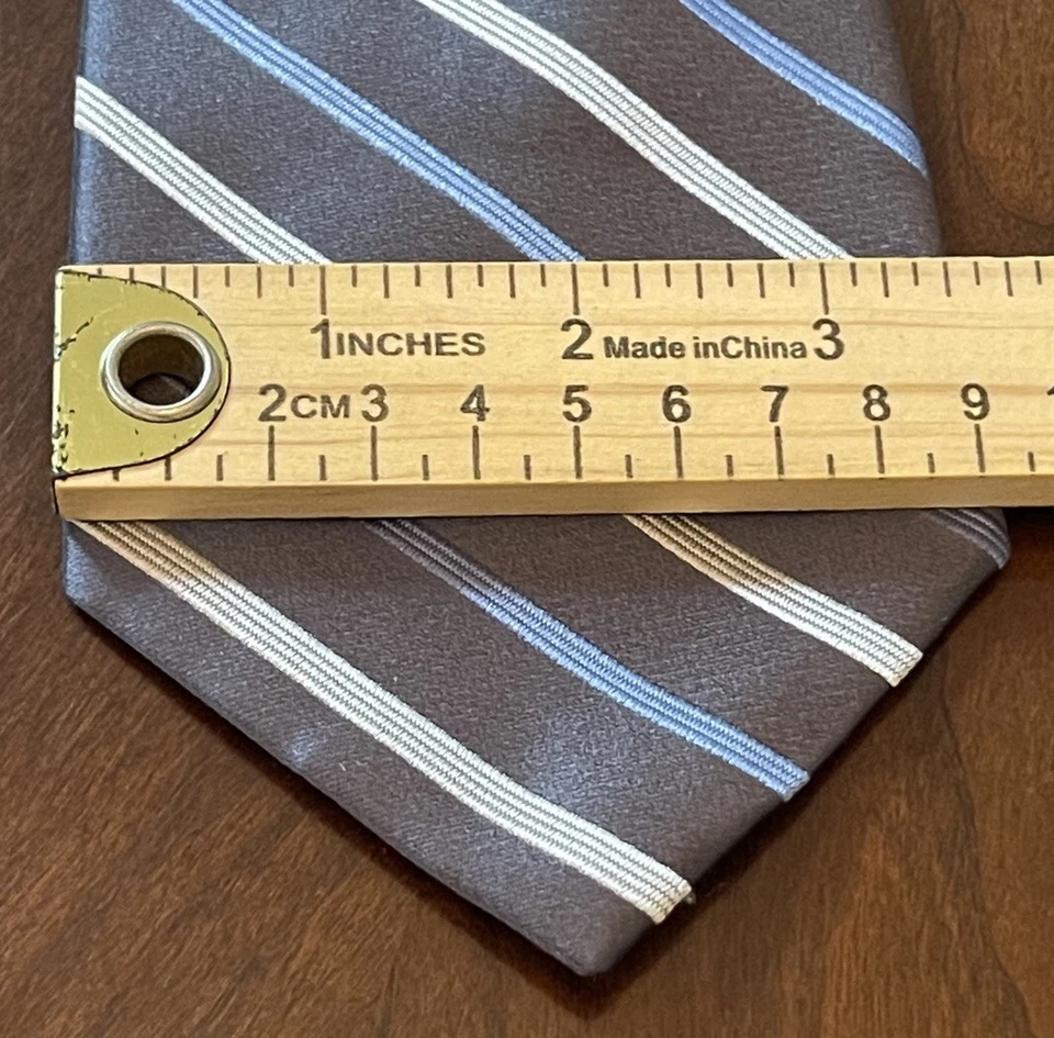 Club Room 灰色蓝色手工制作 100% 进口丝绸男式领带中国制造 — 第 4/4 张图片