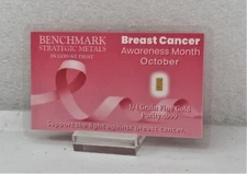 GOLD BULLION BAR 1/60th gram 24k BREAST CANCER AWARENESS 999 FINE PURE GOLD  29c