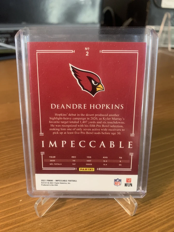 2021 Panini Impeccable Silver DeAndre Hopkins /50 Cardinals #2 Sp - Image 2 of 3