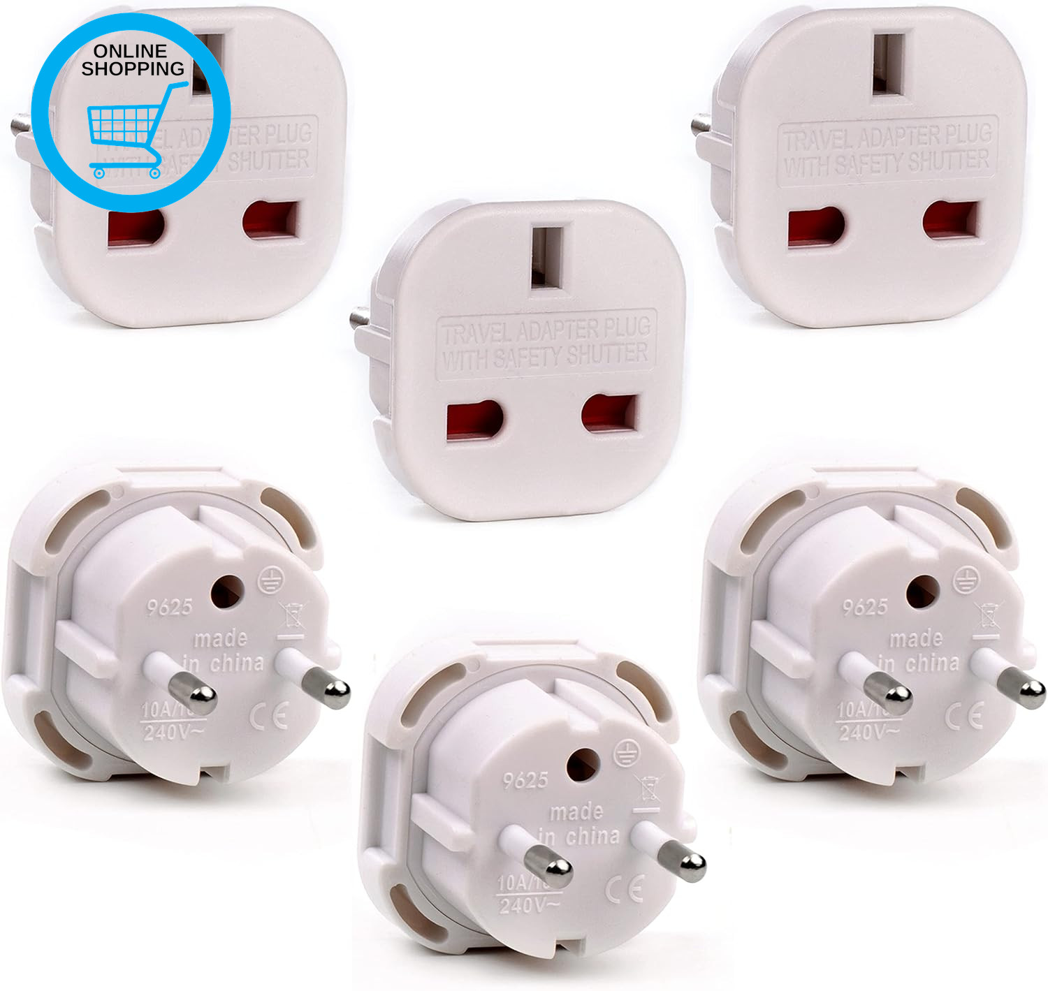 EU Travel Adapter - UK to European Plug Adapter - Travel Plug Converter UK to EU