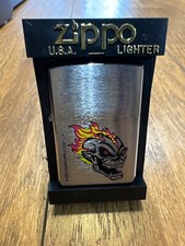 Zippo Lighter Skull 2002 Adams Apple Dist L.P. Bradford PA Made in USA Genuine
