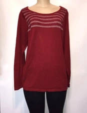 AB Studio Womens Blouse 1X Color Red Long Sleeves Made In China