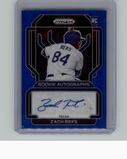 Zach Reks 2022 Panini Prizm Rookie Auto Blue 39/149 Rangers Dodgers