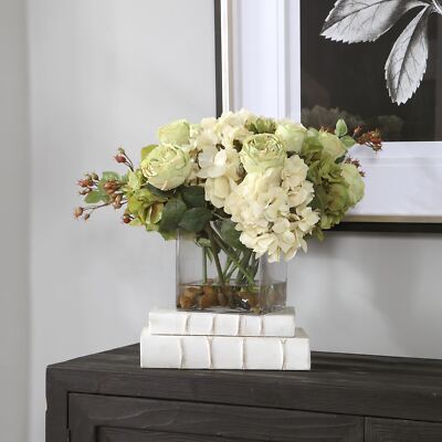 UTTERMOST 60155 CECILY SAGE HYDRANGEA BLOOMS ROSEHIP BUDS BOUQUET FAUX WATER