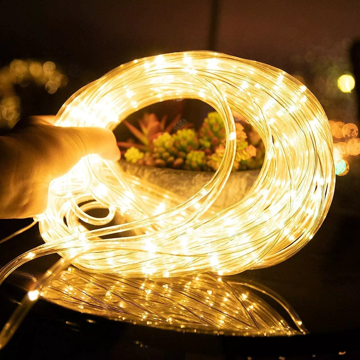 Super Bright Solar LED Rope Strip Lights Outdoor Camping Garden Atmosphere Light