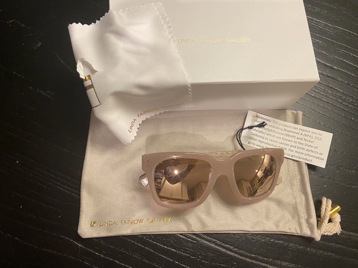 Linda Farrow Rose Gold Snakeskin 52mm Sunglasses Finn Sunglasses in Rose Gold by LINDA FARROW main image 4