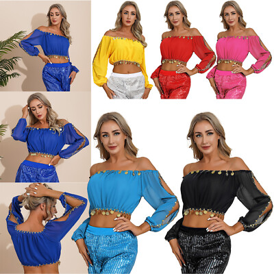 Women Tops Fancy Crop Top Festival Blouse Lantern Shirts Belly Cardigans Jazz