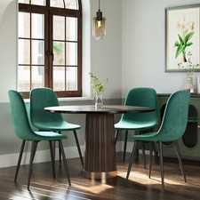 Image of Mondeer Set of 2/4 Dining Chairs Velvet Chairs Metal Leg Fabric Upholstered Seat