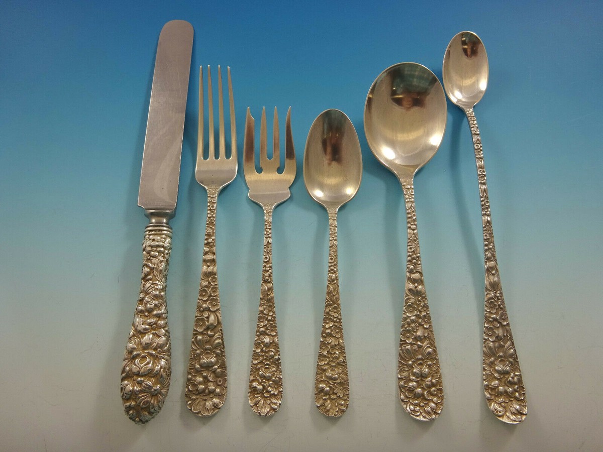 Rose by Stieff Sterling Silver Flatware Set For Service 53
