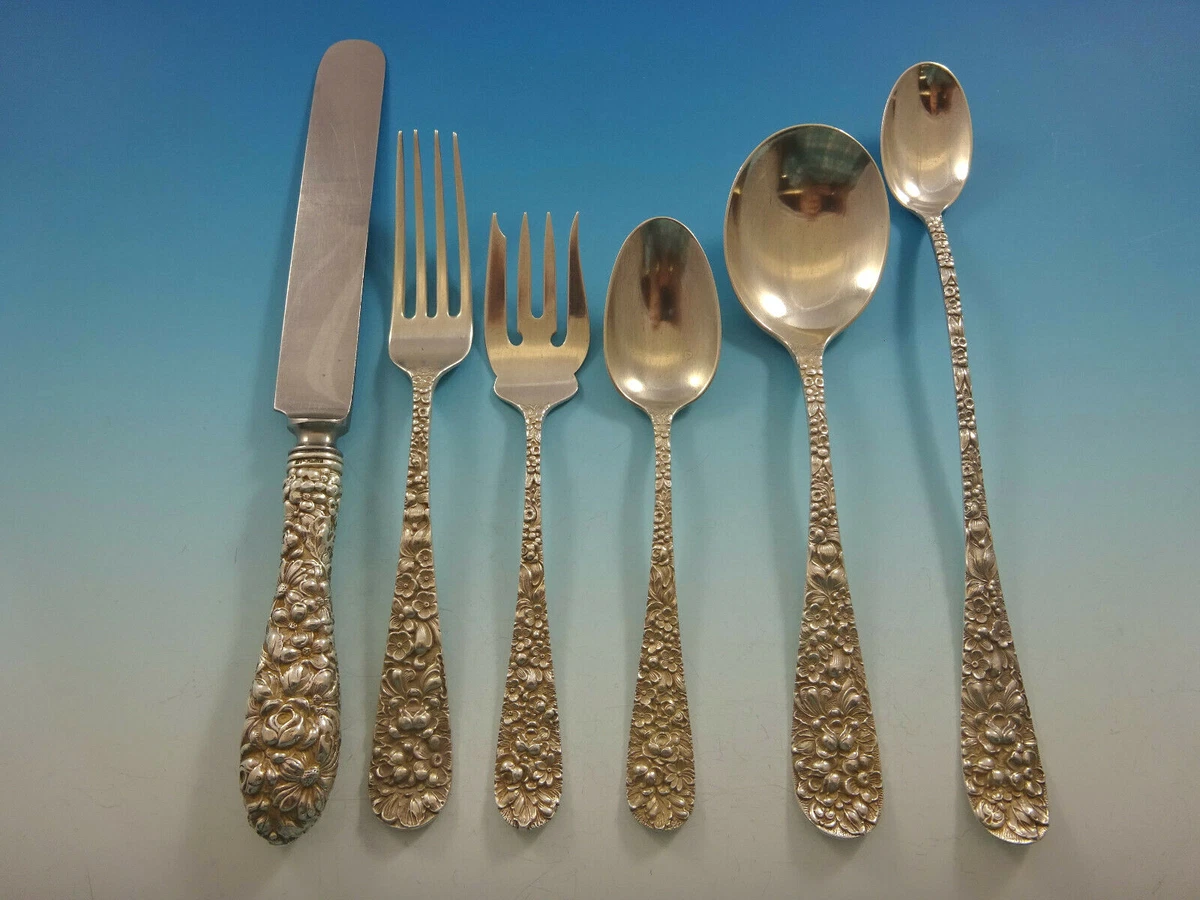 Rose by Stieff Sterling Silver Flatware Set For 8 Service 53
