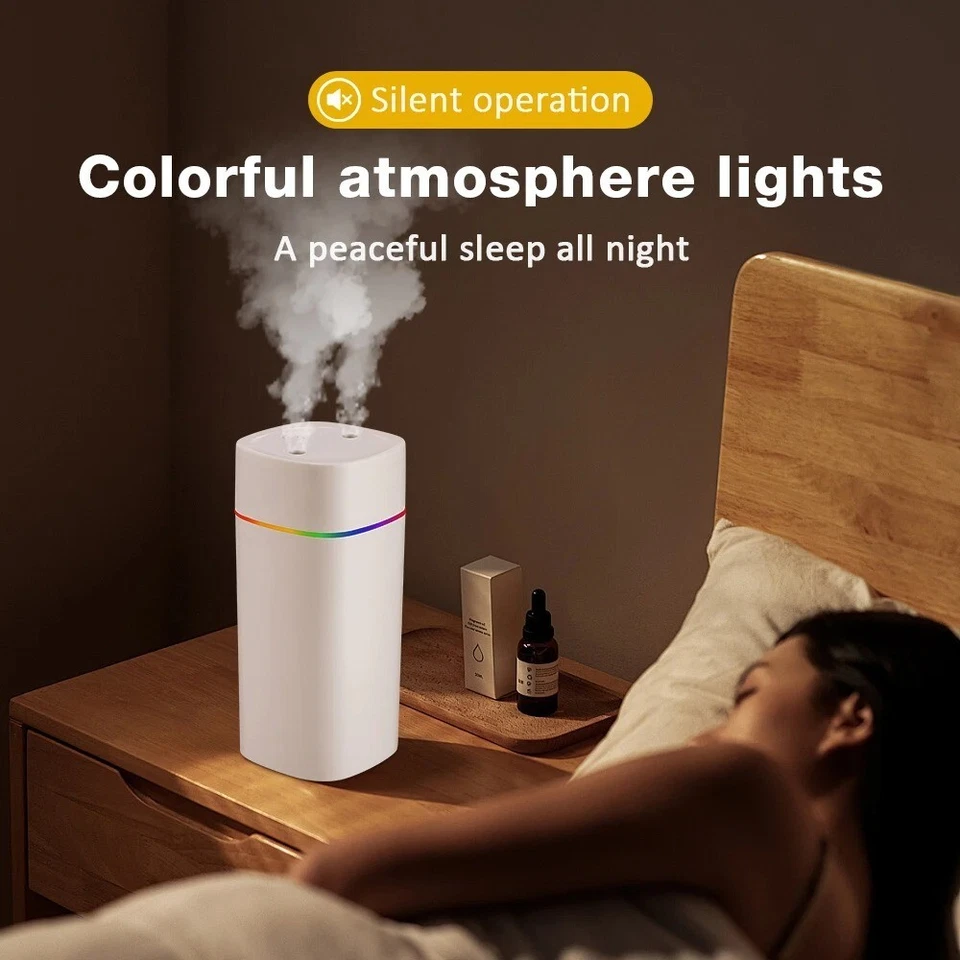600ML UMIDIFICATORE AMBIENTE A ULTRASUONI DIFFUSORE OLI ESSENZIALI AROMI LUCI LE - Immagine 4 di 4