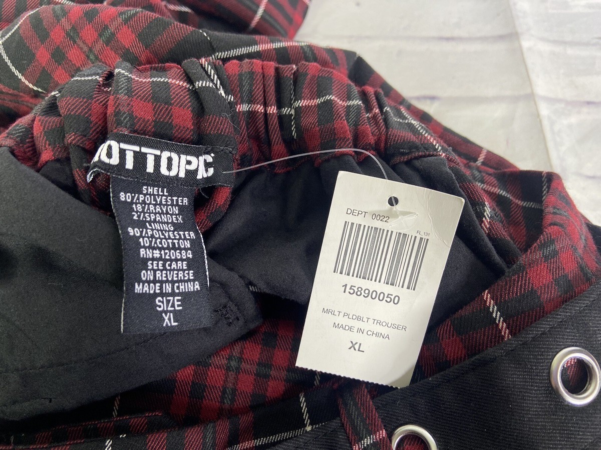 Hot Topic Merlot Plaid Punk Ska Goth Emo Grommet Belt Pants