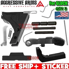 AGGRESSIVE ARMS BLACK LOWER FRAME PARTS KIT for GEN 3 GL0CK 17 19 34 NO TRIGGER