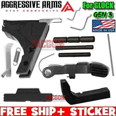 AGGRESSIVE ARMS BLACK LOWER FRAME PARTS KIT for GEN 3 GL0CK 17 19 34 NO TRIGGER