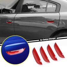 For 2011 - 2023 Dodge Charger ABS Red Look Car Door Handle Bowl Decor Cover Trim