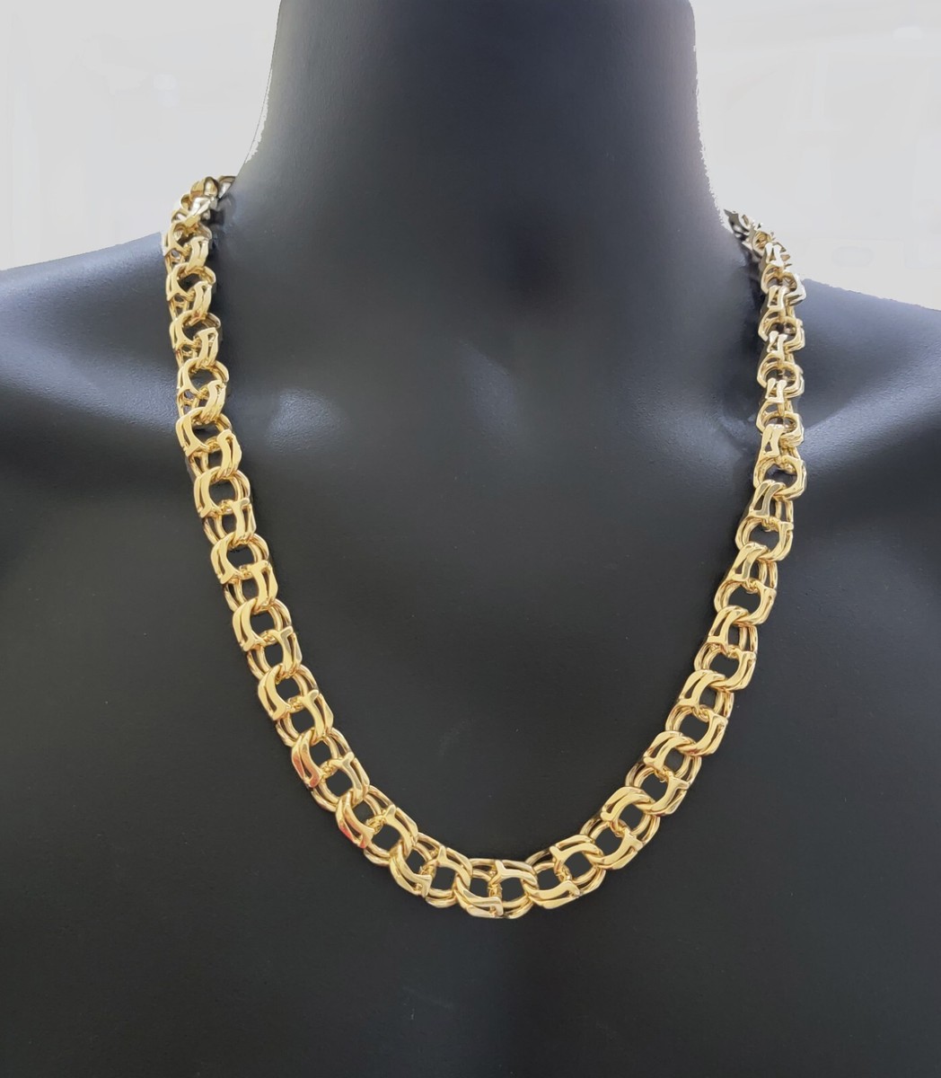 14k Gold Mens Necklace Chino Link Chain 24 Inch REAL 14KT Yellow
