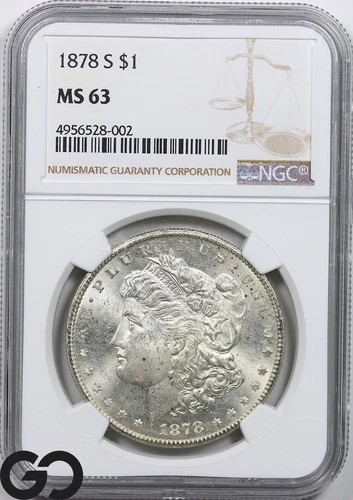 1878-S Morgan Silver Dollar Silver Coin, NGC MS-63 ** Lustrous!