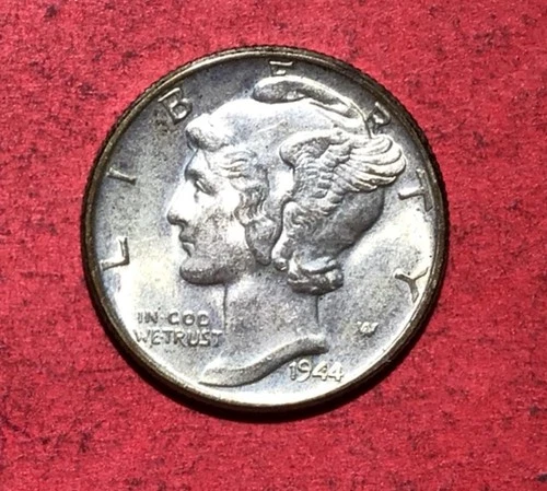 1944 US Mercury SILVER Dime "Philadelphia" Mint! Choice AU! Old US Coin!
