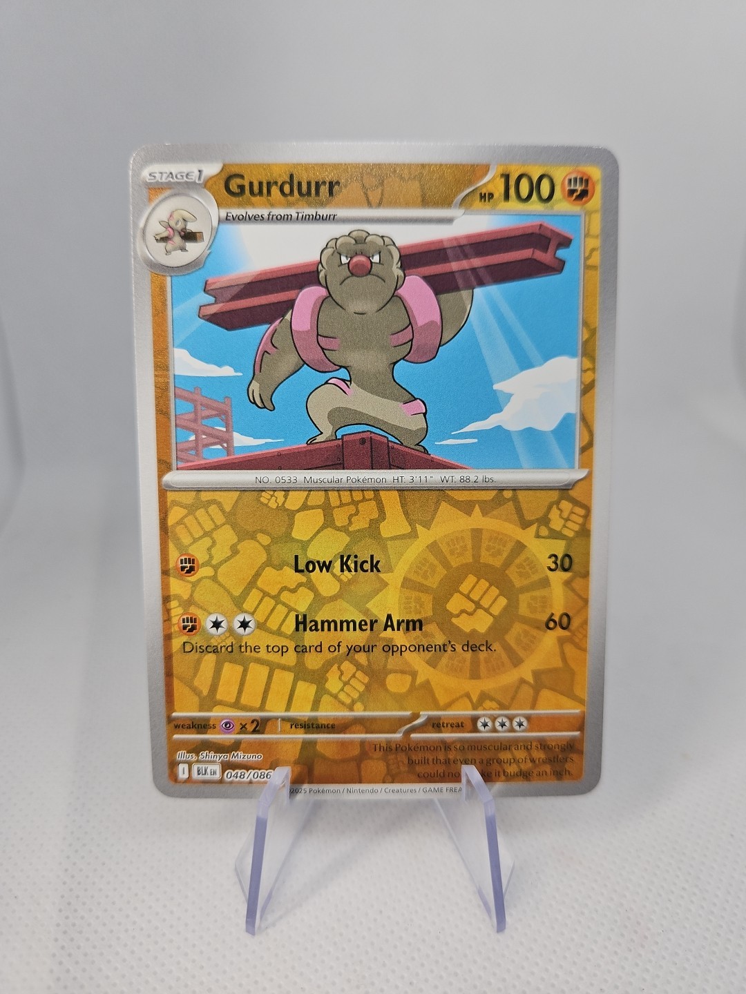 Gurdurr Reverse Holo 048/086 Near Mint Black Bolt White Flare Pokemon TCG
