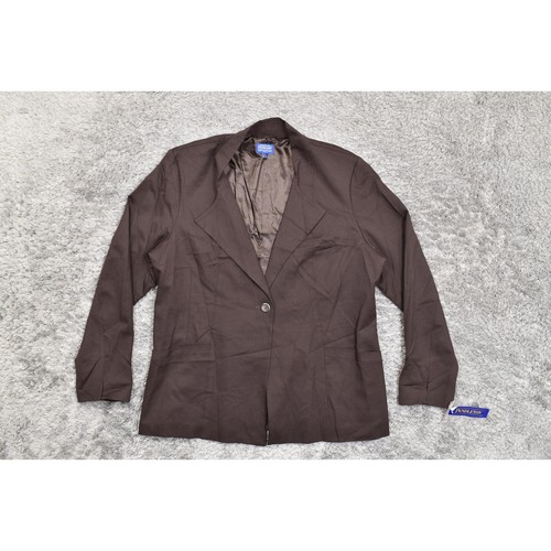 NWT Pendleton Brown Virgin Wool Blazer, Women's Plus Size 18 One Button - Picture 4 of 9