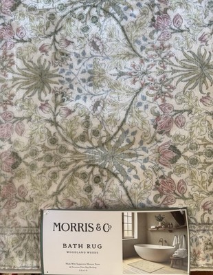 New Morris & Co. Non-Slip Bath Rug 2 x 3 Feet Woodland Weeds Green