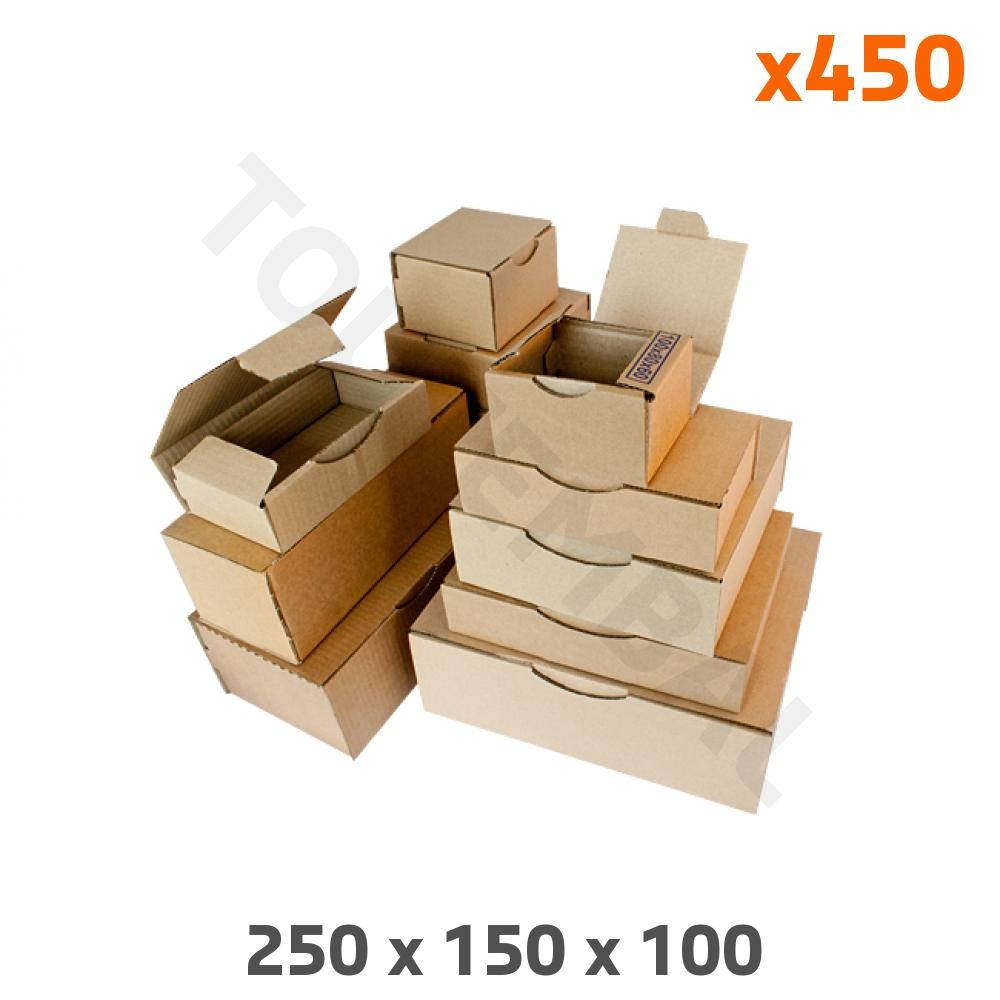 Boîte carton d'envoi postal 250x150x100mm spécial e-commerce conditionnement lot 450