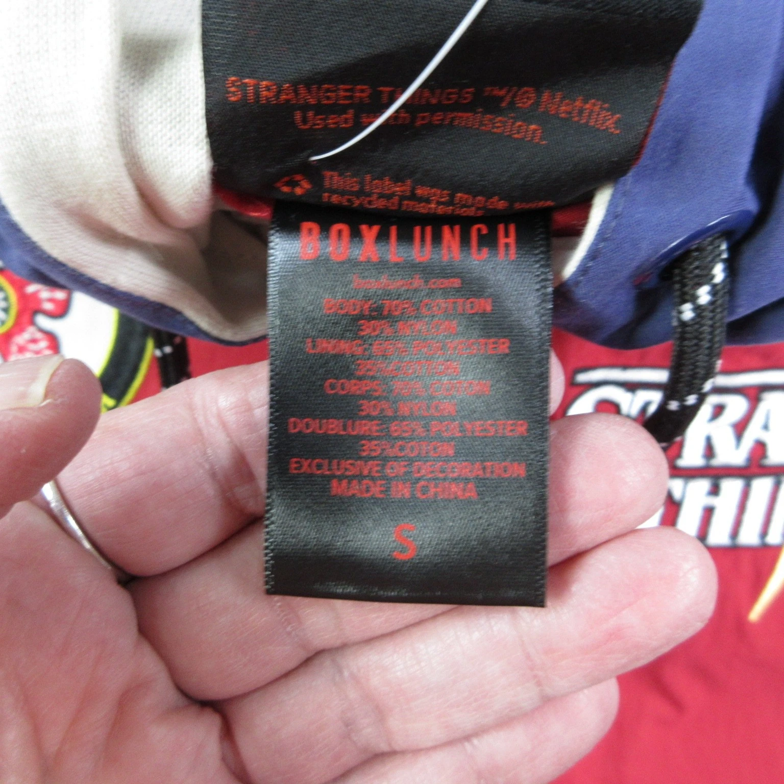 Stranger Things Jacket Mens S Red BoxLunch Windbreaker Hooded Lined Zip NWT image 13