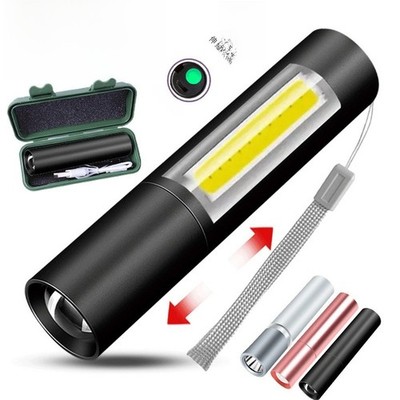 Kompakte USB wiederaufladbare LED Taschenlampe 1000 Lumen zoombar mit Kabel