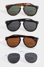 Plastic Full Frame Aviator Sunglasses SUN1006 Brown Print