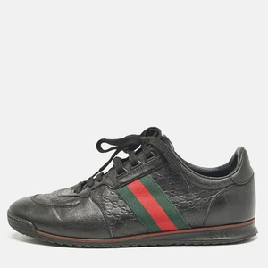 Baskets basses Gucci noir Guccissima cuir toile pointure 43,5