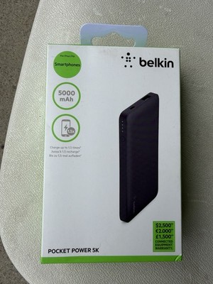 Belkin Pocket Power 5K, Bank Power Pack, NEW SEALED Black fast charging