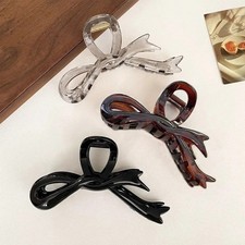 13cm Acrylic Ribbon Bow Hair Claw Clip Glossy Hair Clamp for Women