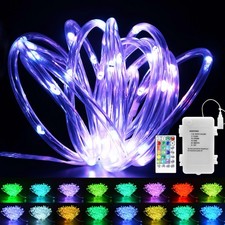 53Ft Rope Lights Outdoor Battery Operated, 160 LED Rope String Lights Colors ...
